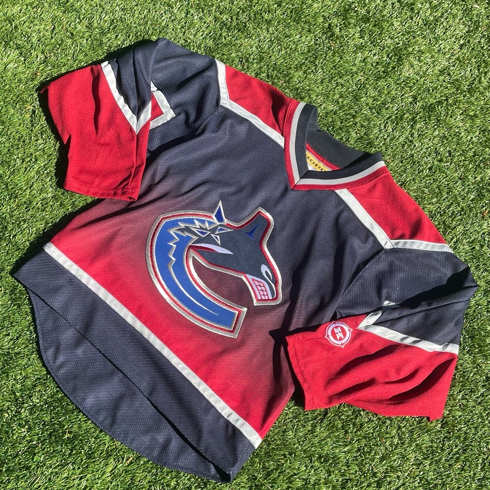 Vtg Vancouver Canucks Koho Gradient NHL Hockey Jersey Large S MiC BLANK EXC
